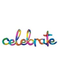 Amscan "Celebrate" Cursive Balloon Banner, 59in x 20in, Rainbow