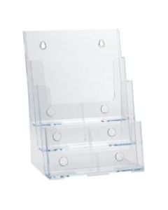 Azar Displays 3-Tier 3-Pocket Plastic Brochure Holder, Letter Size, 13-1/4inH x 9inW x 6inD, Clear