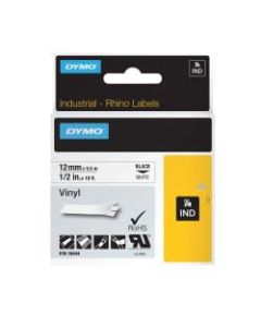 DYMO 18444 Rhino Vinyl Black-On-White Labeling Tape, 0.5in x 11.5ft