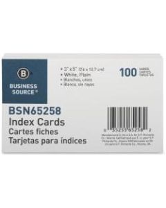 Business Source Plain Index Cards - 5in Width x 3in Length - 100 / Pack
