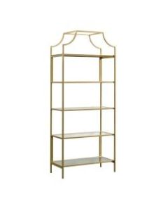 Sauder International Lux 71inH 5-Shelf Bookcase, Satin Gold