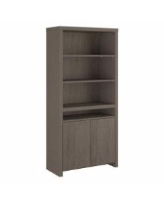 Bush Furniture Bristol Tall 6-Shelf Bookcase With Doors, Restored Gray/Thread Gray, Standard Delivery