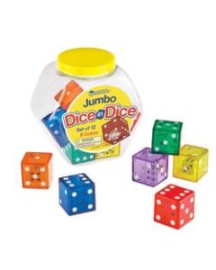 Learning Resources Jumbo Dice-In-Dice, 1 1/4inH x 1 1/4inW x 1 1/4inD, Assorted Colors, Grades K - 5, Pack Of 12