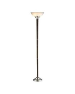 Adesso Alta Torchiere Floor Lamp, 71inH, Frosted White Shade/Brushed Steel Base