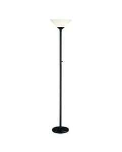 Adesso Aries 300W Torchiere Floor Lamp, 73inH, White Shade/Black Base