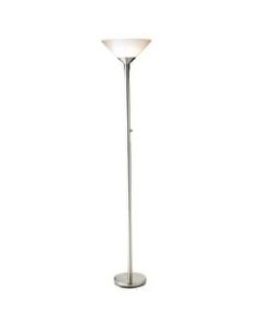Adesso Aries 300W Torchiere Floor Lamp, 73inH, White Shade/Silver Base
