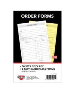 COSCO Order Form Book, 2-Part Carbonless, 8-1/2in x 5-1/2in, Simple, Book Of 50 Sets