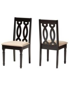 Baxton Studio Cherese Dining Chairs, Dark Brown/Sand, Set Of 2 Chairs