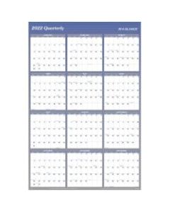 AT-A-GLANCE Vertical/Horizontal Reversible Erasable Yearly Wall Calendar, 48in x 32in, Blue, January to December 2022, A1152