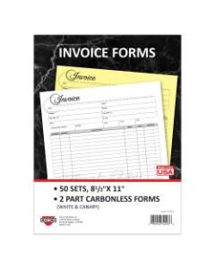 COSCO Invoice Form Book With Slip, 2-Part Carbonless, 8-1/2in x 11in, Artistic, Book Of 50 Sets