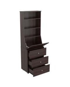 Inval Computer Cabinet Workstation With Work Shelf, Espresso-Wengue