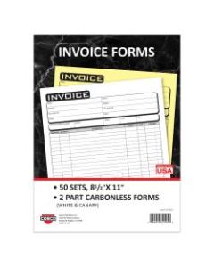 COSCO Invoice Form Book With Slip, 2-Part Carbonless, 8-1/2in x 11in, Business, Book Of 50 Sets