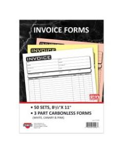 COSCO Invoice Form Book With Slip, 3-Part Carbonless, 8-1/2in x 11in, Business, Book Of 50 Sets
