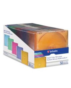 Verbatim CD and DVD Slim Jewel Cases Multi-Color 50 PK