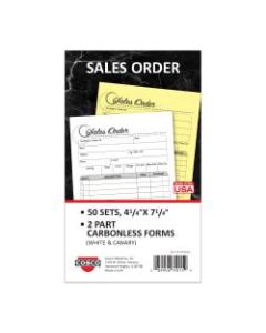 COSCO Sales Order Form Book With Slip, 2-Part Carbonless, 4-1/4in x 7-1/4in, Artistic, 50 Sets
