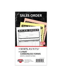 COSCO Sales Order Form Book With Slip, 3-Part Carbonless, 4-1/4in x 7-1/4in, Business, 50 Sets