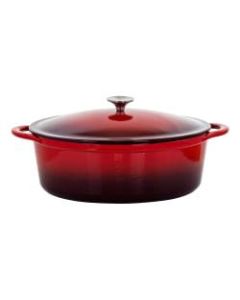 MegaChef 7-Quart Cast Iron Casserole Dish, Red
