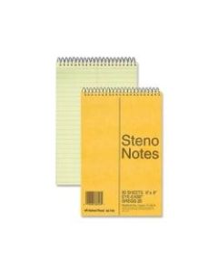 Rediform Eye-ease Steno Notebook - 80 Sheets - Wire Bound - Gregg Ruled - 16 lb Basis Weight - 6in x 9in - Green Paper - Brown Cover - Board Cover - Hard Cover, Rigid - 1Each