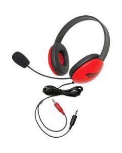 Califone Red Stereo Headphone w/ Mic Dual 3.5mm Plug - Stereo - Mini-phone (3.5mm) - Wired - 32 Ohm - 20 Hz - 20 kHz - Over-the-head - Binaural - Supra-aural - 5.50 ft Cable - Electret Microphone - Red