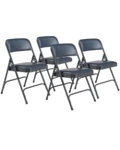 National Public Seating Series 1200 Folding Chairs, Blue/Char-Blue, Set Of 4 Chairs