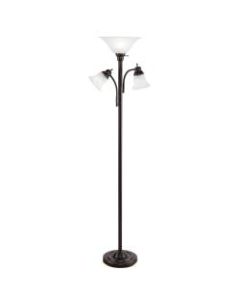 Southern Enterprises Orson Floor Lamp, 70 1/2inH, White Shade/Black Base