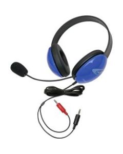 Califone Blue Stereo Headphone w/ Mic Dual 3.5mm Plug Via Ergoguys - Stereo - Mini-phone (3.5mm) - Wired - 32 Ohm - 20 Hz - 20 kHz - Over-the-head - Binaural - Supra-aural - 5.50 ft Cable - Electret Microphone - Blue