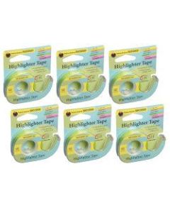 Lee Products Removable Highlighter Tape, 0.5in x 720in, Yellow, Pack Of 6