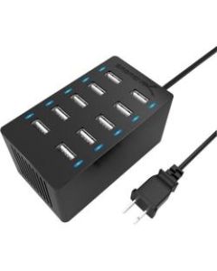 Sabrent 60 Watt (12 Amp) 10-Port Desktop USB Rapid Charger - 120 V AC, 230 V AC Input - 5 V DC/12 A Output