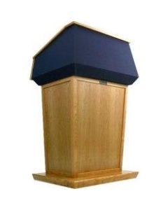 AmpliVox SN3045A - Patriot Plus Adjustable Height Lectern - Skirted Base - 64in Height x 31in Width x 23in Depth - Walnut, Clear Lacquer - Hardwood Veneer, Solid Hardwood