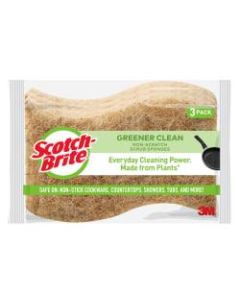 Scotch-Brite Greener Clean Natural Fiber Non-Scratch Scrub Sponge, Pack Of 3
