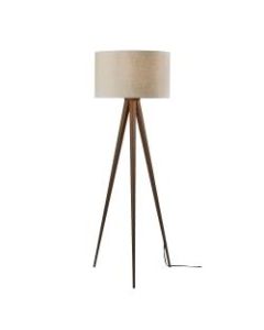 Adesso Director Floor Lamp, 62-1/4inH, Off-White Shade/Rosewood Base