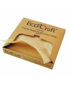 Bagcraft Papercon EcoCraft Grease-Resistant Paper Wrap/Liner, 12in x 12in, Natural, 1,000 Sheets Per Box, Case Of 5 Boxes
