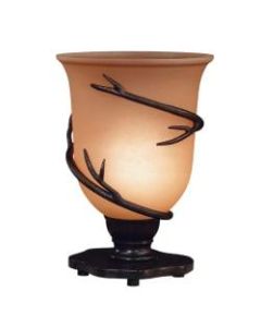 Kenroy Home Twigs Table Torchiere Lamp, 10-1/2inH, Amber Shade/Oil-Rubbed Bronze Base