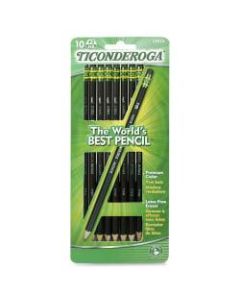 Ticonderoga No. 2 Pencils, Graphite Lead, #2, Black Wood Barrel, Pack of 10