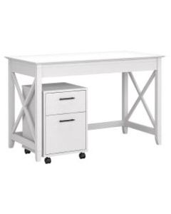Bush Furniture Key West 48inW Writing Desk With 2-Drawer Mobile File Cabinet, Pure White Oak, Standard Delivery