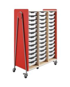 Safco Whiffle Triple-Column 39-Drawer Mobile Storage Cart, 60inH x 43-1/4inW x 19-3/4inD, Red