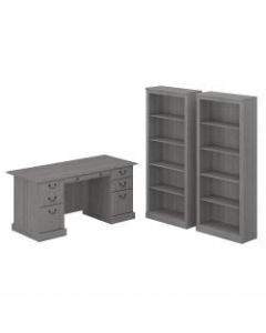 Bush Furniture Saratoga 66inW Executive Desk And Bookcase Set, Modern Gray, Standard Delivery