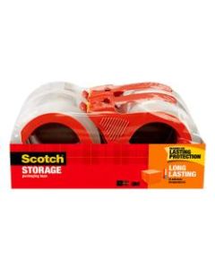Scotch Long Lasting Storage Packing Tape, With Refillable Dispenser, 3in Core, 1-7/8in x 38.2 Yd., Clear, Pack Of 4 Rolls