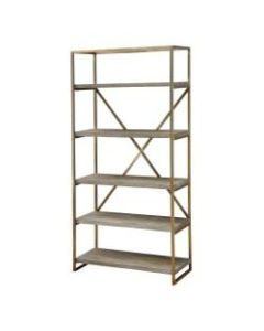Coast to Coast Biscayne Bookcase, Brown, 71-1/2inH x 35-1/2inW x 15-1/2inD