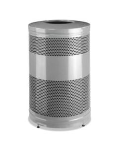 Rubbermaid Commercial Classics Round Steel Open-Top Waste Receptacle, 51 Gallons, Black/Stardust Silver Metallic