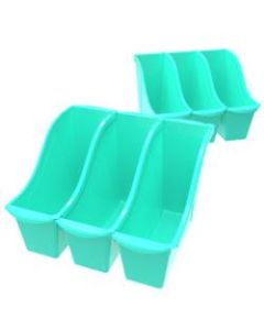 Storex Book Bins, Medium Size, Teal, Pack Of 6