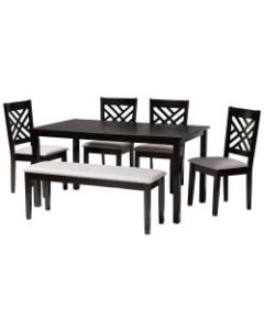 Baxton Studio Gustavo Dining Set, 29-3/16inH x 59-1/16inW x 35-7/16inD, Gray/Dark Brown