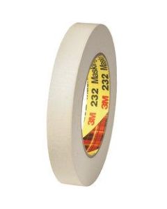 3M 232 Masking Tape, 3in Core, 0.75in x 180ft, Tan, Case Of 12