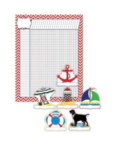 Barker Creek Chart And Accent Set, 19in x 13 1/4in, Nautical Chevron