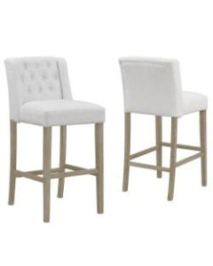 Glamour Home Aled Bar Stools, Beige/Antique Wood, Set Of 2 Stools