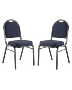 National Public Seating 9200 Series: Dome-Back Premium Fabric Upholstered Banquet Stack Chair, Midnight Blue Seat/Black Sandtex Frame, Set Of 2