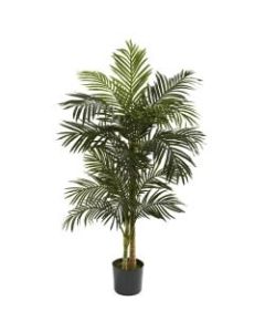 Nearly Natural 5ftH Polyester Artificial Golden Cane Palm Tree with Pot, Green