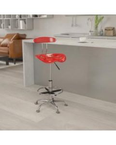 Flash Furniture Vibrant Drafting Stool, Wine Red/Chrome