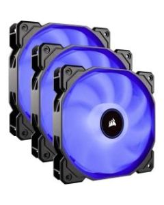 Corsair Air Series AF120 LED (2018) Blue 120mm Fan Triple Pack - 3 Pack - 4.72in Maximum Fan Diameter - 389 gal/min Maximum Airflow - 1400 rpm - 26 dB(A) Noise - Hydraulic Bearing - 3-pin - Blue LED - 3 pc(s) - Case, Heatsink - 4.6 Year Life