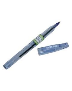 SKILCRAFT Medium Point Ballpoint Stick Pens - Fine, Medium Pen Point - Blue - Transparent Blue Barrel - 12 / Dozen
